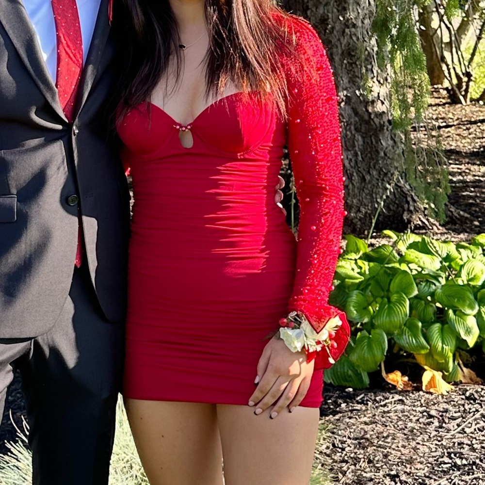 Oh Polly Red embellished homecoming dress🌹